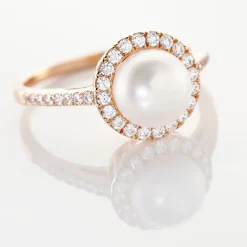 Histoire d'Or Bague Olivia Argent Rose Perle De Culture Et Oxyde De Zirconium* Bagues|Bagues Fantaisie