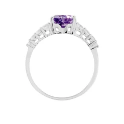Discount Histoire d'Or Bague Or Blanc Fany Améthyste Oxydes De Zirconium or blanc amethyste violette