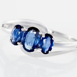 Histoire d'Or Bague Or Blanc Jaire Saphir* Bagues|Bagues Avec Pierre