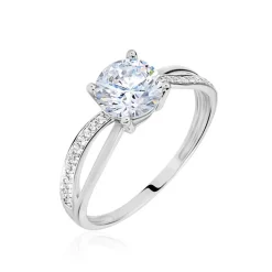 Online Histoire d'Or Bague Or Blanc Ofelie Solitaire Oxyde or blanc oxyde