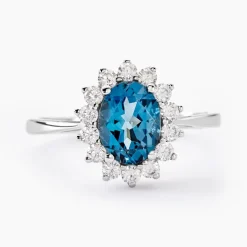 Outlet Histoire d'Or Bague Or Blanc Quintilla Topaze London Blue Et Oxydes