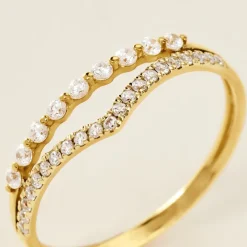 Histoire d'Or Bague Or Jaune Eclat D'etoile Oxyde De Zirconium* Bagues|Bagues Avec Pierre