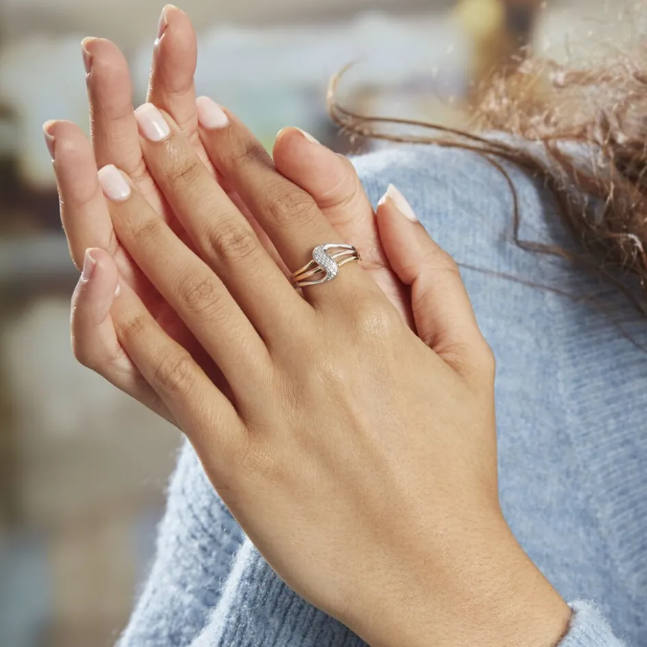 Histoire d'Or Bague Or Tricolore Dionyse Oxydes De Zirconium