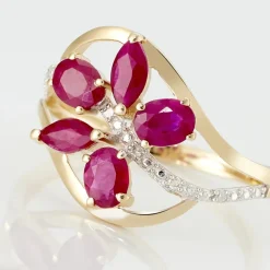 Histoire d'Or Bague Orchidee Diamant or bicolore rubis