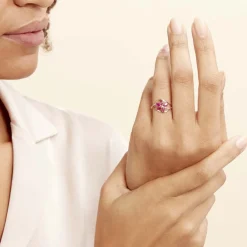 Histoire d'Or Bague Orchidee Diamant or bicolore rubis