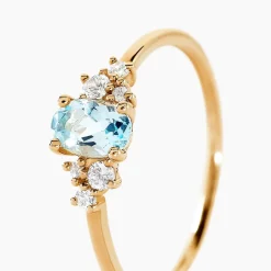 Best Histoire d'Or Bague Pansy Or Jaune Topaze Oxyde De Zirconium or jaune topaze bleu sky