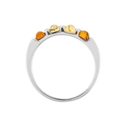 New Histoire d'Or Bague Philo Argent Blanc Ambre