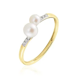 Online Histoire d'Or Bague Primo Or Jaune Perle De Culture Et Oxyde De Zirconium