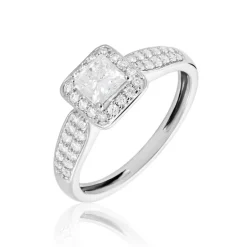 Histoire d'Or Bague Princessa Platine Blanc Diamant Synthétique