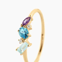 Histoire d'Or Bague Printemps Précieux Or Jaune Topaze Améthyste* Bagues|Bagues Avec Pierre