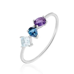 Histoire d'Or Bague Raika Or Blanc Amethyste Et Topaze* Bagues|Bagues Avec Pierre