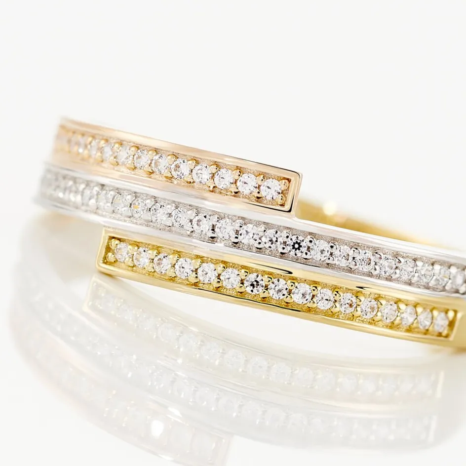 Discount Histoire d'Or Bague Rama Or Tricolore Oxyde De Zirconium