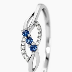 Online Histoire d'Or Bague Rosalyne Or Blanc Saphir Et Diamant