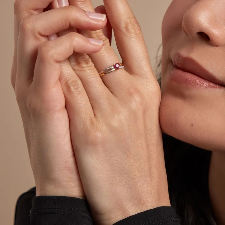 Online Histoire d'Or Bague Skylar Or Bicolore Rubis Diamant