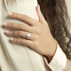 Histoire d'Or Bague Solitaire Accompagn啪 Or Blanc Addy Oxyde De Zirconium* Bagues|Bagues Avec Pierre