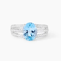 Histoire d'Or Bague Solitaire Carmelice Or Blanc Topaze Et Oxyde De Zirconium* Bagues|Bagues Avec Pierre