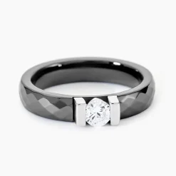 Clearance Histoire d'Or Bague Solitaire Ceramik Design Argent  Oxyde De Zirconium Et Céramique