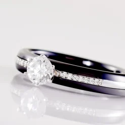 Discount Histoire d'Or Bague Solitaire Ceramik Design Argent  Oxyde De Zirconium Et Céramique