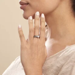 Discount Histoire d'Or Bague Solitaire Ceramik Design Argent  Oxyde De Zirconium Et Céramique