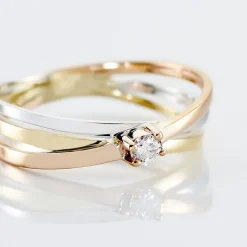 Histoire d'Or Bague Solitaire Gisla Or Tricolore Diamant* Bagues|Bagues Avec Pierre