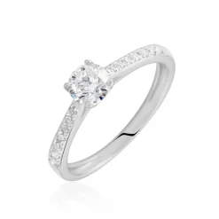 Clearance Histoire d'Or Bague Solitaire Hemera Or Blanc Diamant Synthetique