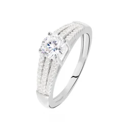 Hot Histoire d'Or Bague Solitaire Maelline Argent Blanc Oxyde De Zirconium