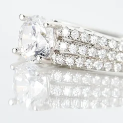 Hot Histoire d'Or Bague Solitaire Maelline Argent Blanc Oxyde De Zirconium