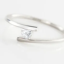 New Histoire d'Or Bague Solitaire Moera Or Blanc Oxyde De Zirconium