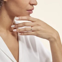 New Histoire d'Or Bague Solitaire Moera Or Blanc Oxyde De Zirconium