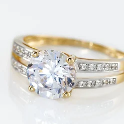 New Histoire d'Or Bague Solitaire Or Jaune Anthyme Oxyde De Zirconium or jaune oxyde