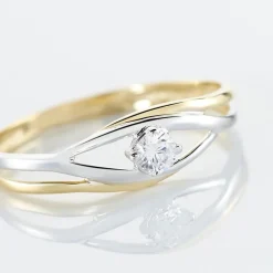 Histoire d'Or Bague Solitaire Peline Or Bicolore Oxyde De Zirconium* Bagues|Bagues Avec Pierre