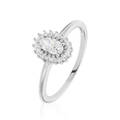 Best Histoire d'Or Bague Solitaire Shandrany Argent Blanc Oxyde De Zirconium