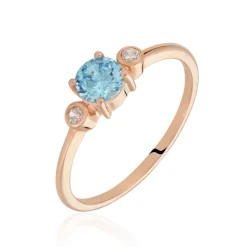 New Histoire d'Or Bague Solitaire Shir Argent Rose Oxyde De Zirconium