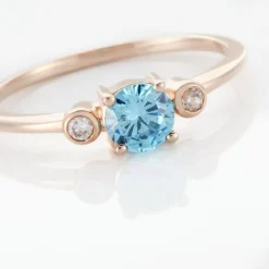 New Histoire d'Or Bague Solitaire Shir Argent Rose Oxyde De Zirconium