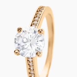 Hot Histoire d'Or Bague Solitaire Zoura Plaqué Or Jaune Oxyde De Zirconium