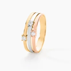 Histoire d'Or Bague Superposition Or Tricolore Diamant* Bagues|Bagues Avec Pierre