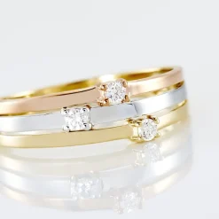 Histoire d'Or Bague Superposition Or Tricolore Diamant* Bagues|Bagues Avec Pierre