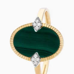 Online Histoire d'Or Bague Tahina Or Jaune Malachite Diamant or jaune malachite vert
