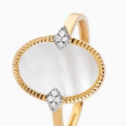 Hot Histoire d'Or Bague Tahina Or Jaune Nacre Diamant or jaune nacre blanc