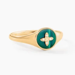Histoire d'Or Bague Talisman Or Jaune Malachite Diamant* Bagues|Bagues Avec Pierre