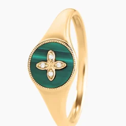 Histoire d'Or Bague Talisman Or Jaune Malachite Diamant* Bagues|Bagues Avec Pierre