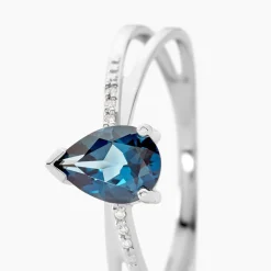 New Histoire d'Or Bague Teresa Or Blanc Topaze Et Diamant