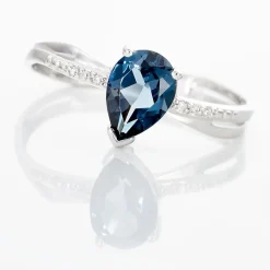 New Histoire d'Or Bague Teresa Or Blanc Topaze Et Diamant