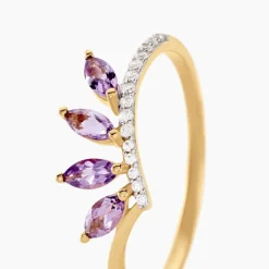 Hot Histoire d'Or Bague Tiara Or Jaune Améthyste Oxyde De Zirconium or jaune améthyste violet