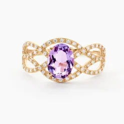 Histoire d'Or Bague Tina Or Jaune Amethyste Et Oxyde De Zirconium or jaune amethyste violette