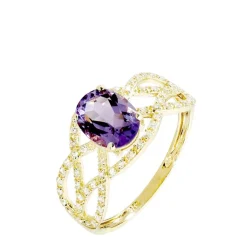 Clearance Histoire d'Or Bague Tina Or Jaune Amethyste Et Diamant or jaune amethyste violette