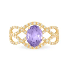 Clearance Histoire d'Or Bague Tina Or Jaune Amethyste Et Diamant or jaune amethyste violette