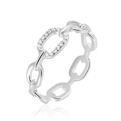 Hot Histoire d'Or Bague Trait D'union Argent Blanc Oxyde De Zirconium