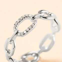 Hot Histoire d'Or Bague Trait D'union Argent Blanc Oxyde De Zirconium