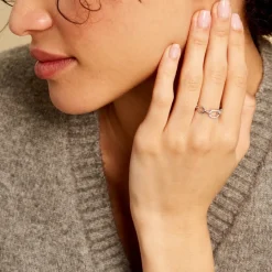 Hot Histoire d'Or Bague Trait D'union Argent Blanc Oxyde De Zirconium